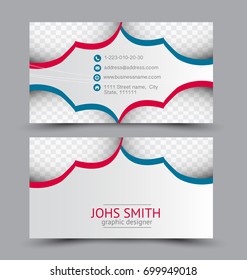 Business card set template for business identity corporate style. Vector illustration. Red and blue color.