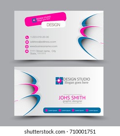 Business card set template for business identity corporate style. Vector illustration. Pink and blue color.