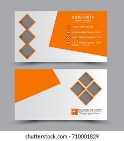 Business card set template for business identity corporate style. Vector illustration. Orange color.