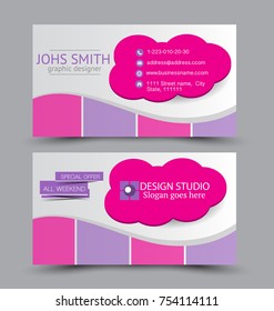 Business card set template for business identity corporate style. Vector illustration. Pink and purple color.