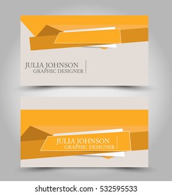 Business card set template. Orange color. Corporate identity vector illustration