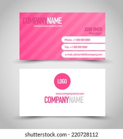 Business card set template. Pink and white color. Vector illustration.