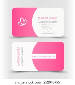 Business Card Set Template. Pink And White Color. Corporate Identity Vector Illustration.