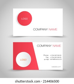 Business card set template. Red and white color. Vector illustration.