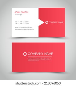 Plantilla de conjunto de tarjeta de visita. Color rojo y blanco. Ilustración vectorial.
