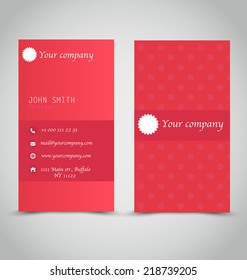 Business card set template. Red and white color. Vector illustration.