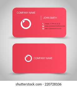 Business card set template. Red color. Vector illustration.