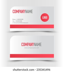 Business card set template. Red and silver color. Corporate identity vector illustration.