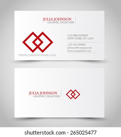Business card set template. Red color. Corporate identity vector illustration.