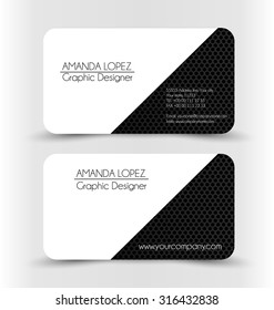 Business card set template. White and black color. Vector illustration.