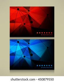 Business Card Set. Triangular abstract  backgrounds. Geometric backgrounds for modern design. Vector illustration