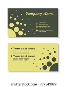 Business card set vector illustration template with bubbles. Circle pattern on bright and dark background. 