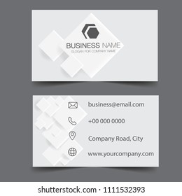 Business card shape from white cubes.  Business card and name card, horizontal simple clean template vector design, layout in rectangle size. Flat Design Vector Illustration. Stationery Design. 