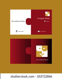 Business card with smiling puzzle logo
