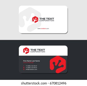 business card with a smooth red icon with a gecko foot print in hexagon