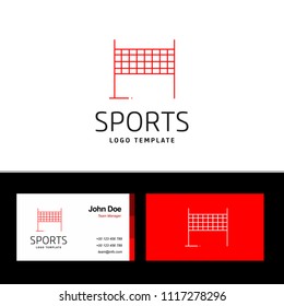 Business card of sports with red and white theme with sports log