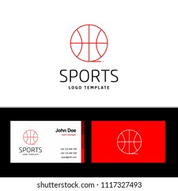 Business card of sports with red and white theme with sports log