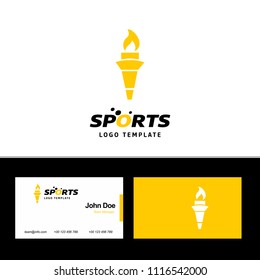 Business card of sports with yellow and white theme with sports 