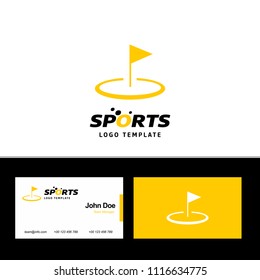 Business card of sports with yellow and white theme with sports 