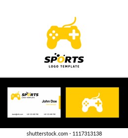 Business card of sports with yellow and white theme with sports 
