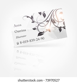 Business card spring floral design template. eps 10. With the name and phone number for example.