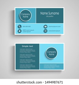 Business card with squares pattern in blue design