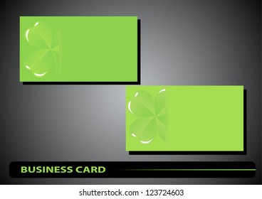 business card St. Patrick's Day clover on a green background