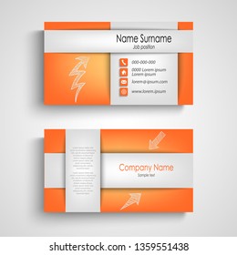 Business card with stripes design in orange template