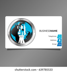 Business card to surveyors and mappers. The geodetic device and the globe.