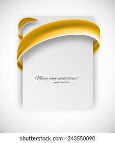 Business card with tag ribbon tape. Vector illustration
