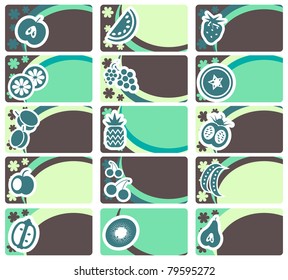 Business card or tag set - fruit and vegetables collection