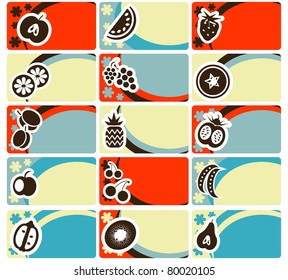 Business card or tag set - fruit and vegetables collection