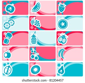Business card or tag set - fruit and vegetables collection