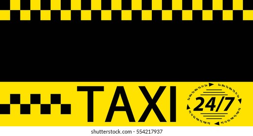 Business card taxi banner, business card template for round the clock service taxi, vector template