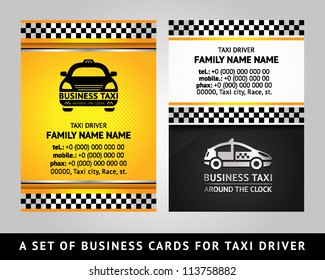 Business card - TAXI CAB, vector template 10eps