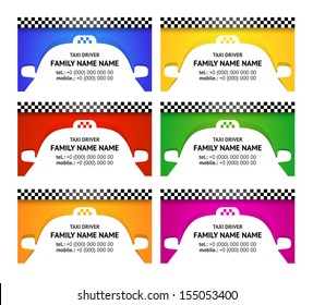 Business card taxi color set, vector illustration 10eps