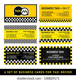 Business card taxi - eighth set, vector illustration 10eps