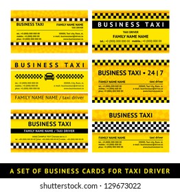 Business card taxi - sixth set, vector illustration 10 eps