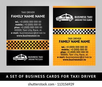 Business card - TAXI, vector template 10eps