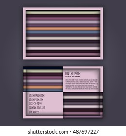 business card template with 3D paper colorful lines background