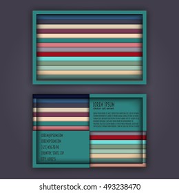 business card template with 3D paper colorful lines background