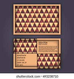 business card template with 3D paper colorful triangle texture background