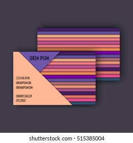 business card template with 3D paper colorful lines background
