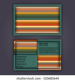 business card template with 3D paper colorful lines background