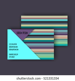 business card template with 3D paper colorful lines background