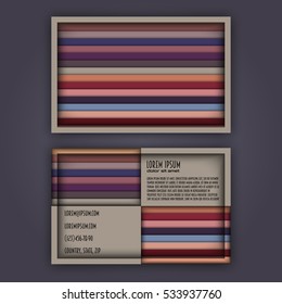business card template with 3D paper colorful lines background