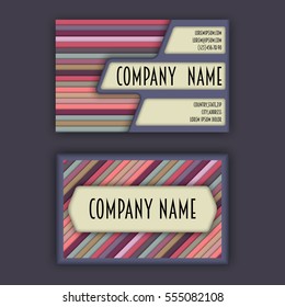 business card template with 3D paper colorful lines background