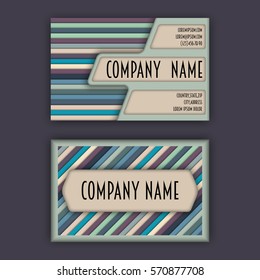 business card template with 3D paper colorful lines background