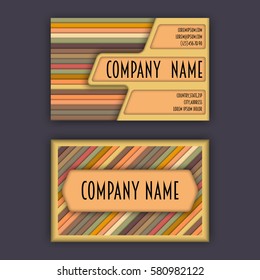 business card template with 3D paper colorful lines background