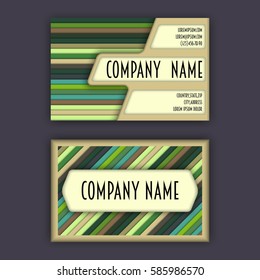 business card template with 3D paper colorful lines background